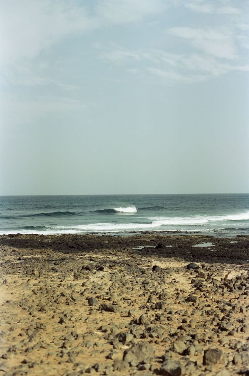 Surf spot on the rocky north coast of Fuerteventura