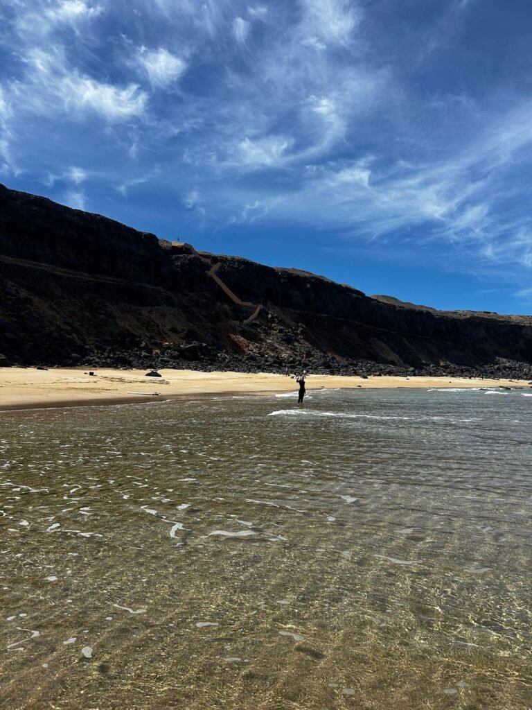 Calm beach and lagoon on the north coast of Fuerteventura